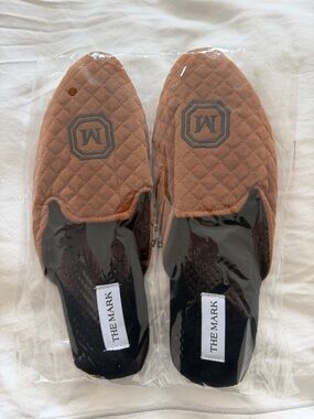 The Mark Quilted Brown Slip-On Slippers